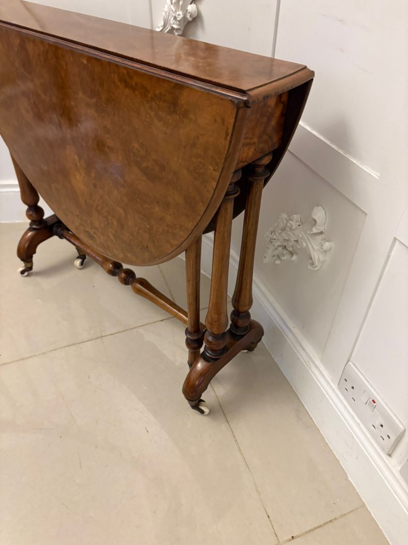 Outstanding Quality Antique Victorian Burr Walnut Sutherland Table - Image 8